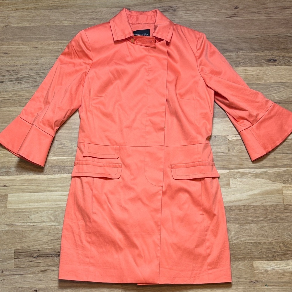 Etcetera Darling Coral 3/4 Peplum Sleeve Trench Coat Women’s 6